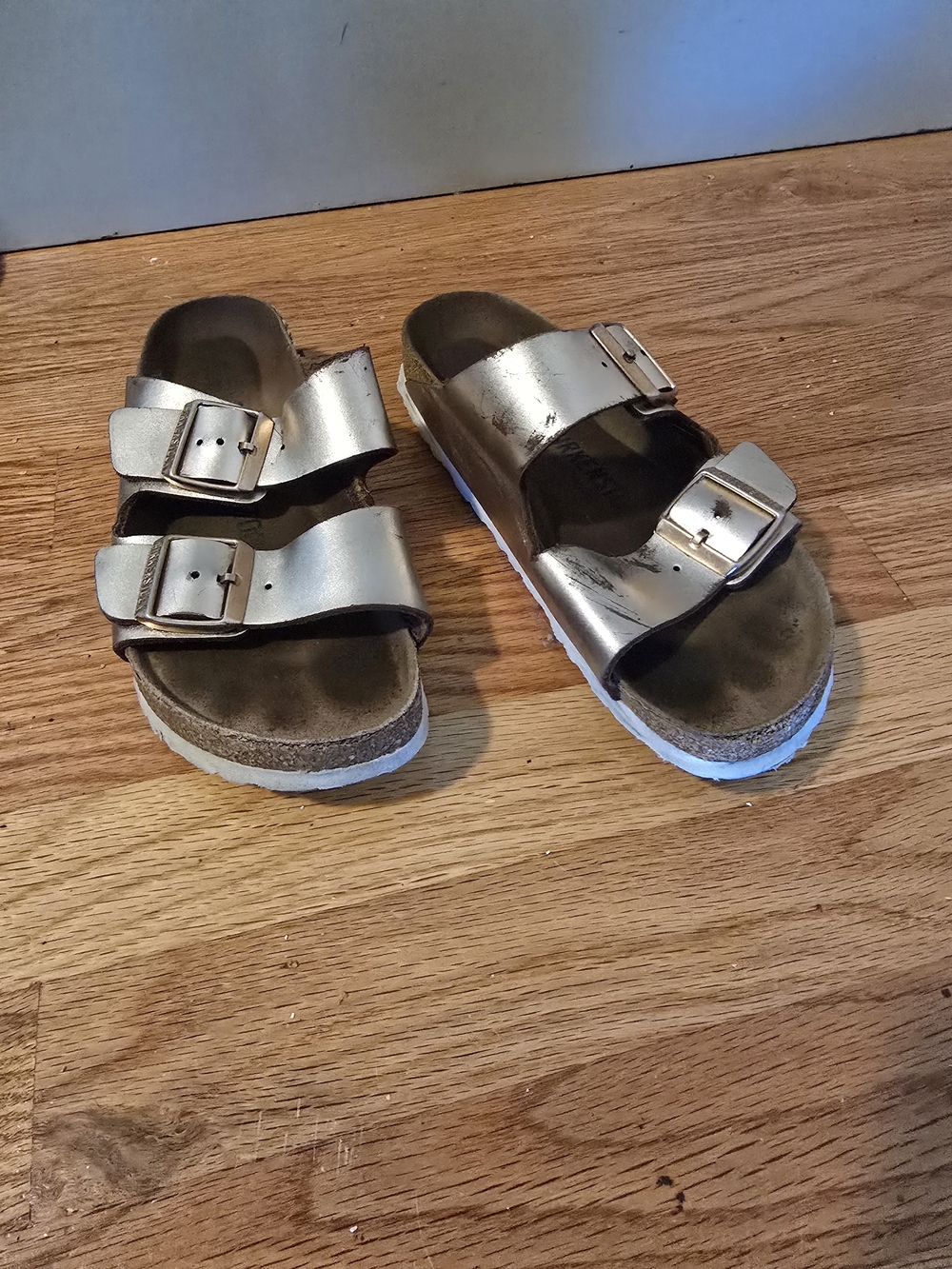 Birkenstock Kids Metallic Gold Double-Buckle Sandals